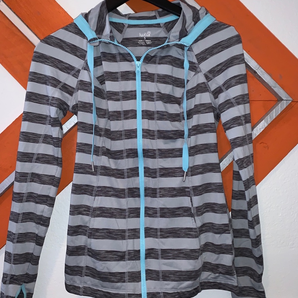 Grey Striped Workout Jacket